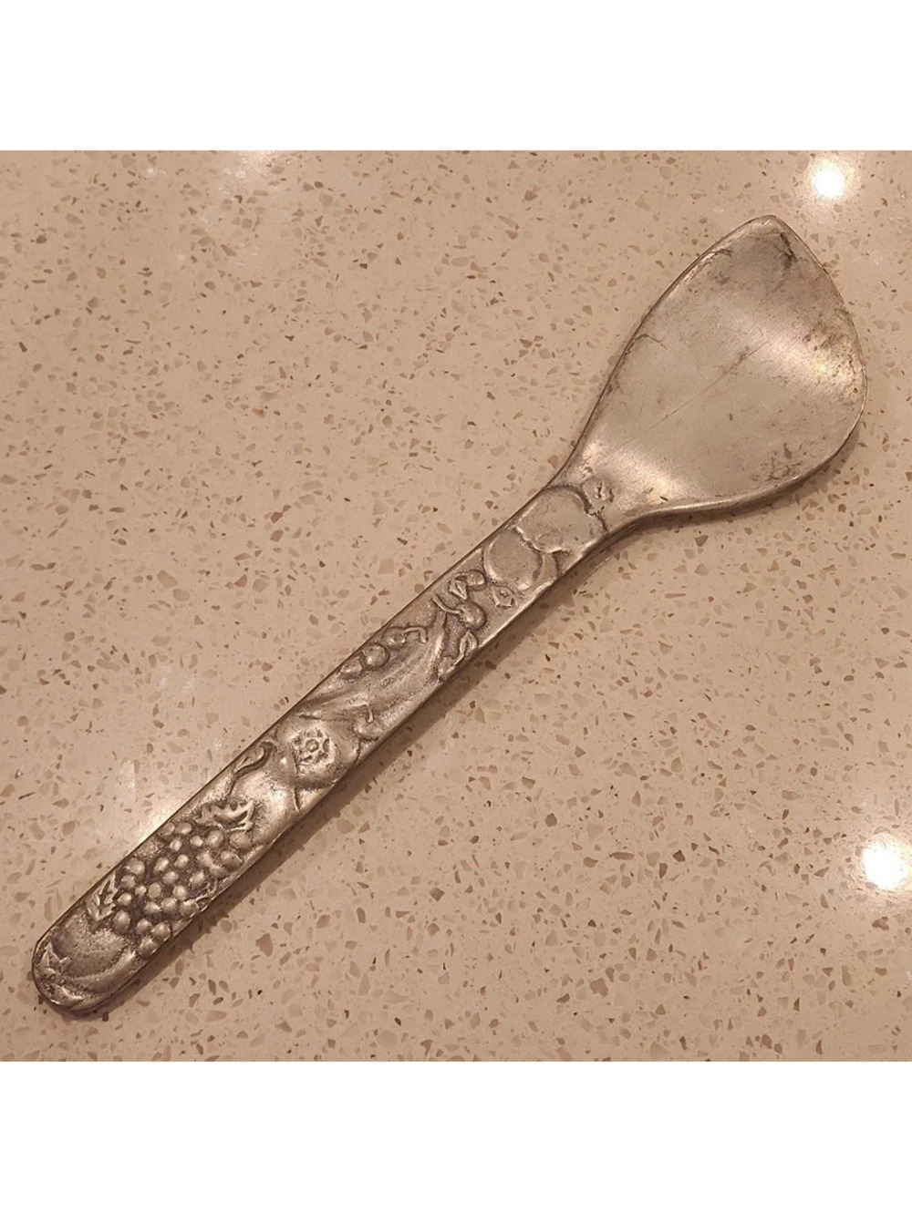 Vintage Wilton Armetale Serving Spoon Scoop Pewter Fruit Design